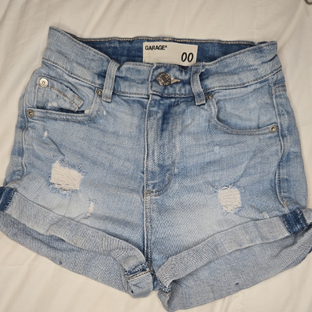 Garage Faded Blue Jean Shorts